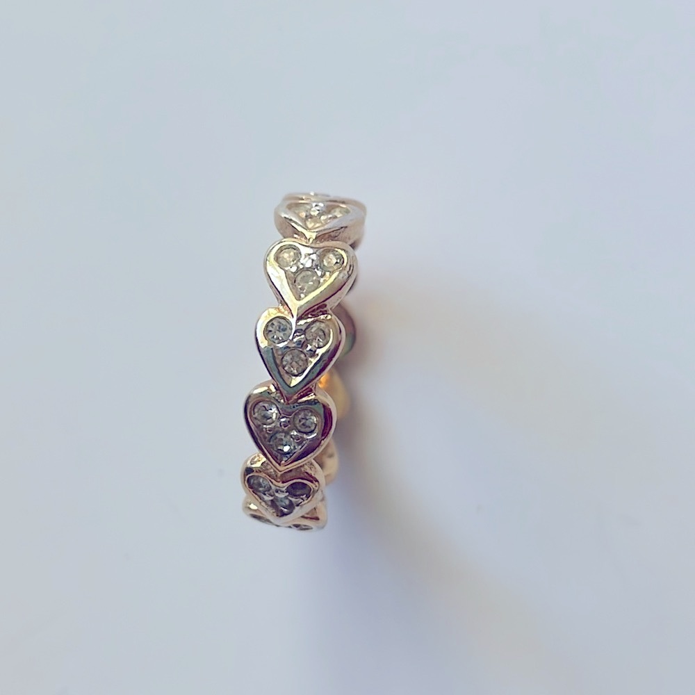 Vintage heart ring with faux diamonds - Picture 1 of 6